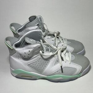 Nike Air Jordan 6 Retro Mint White Grey Leather DQ4914-103 Women's 9.5 Men's 8